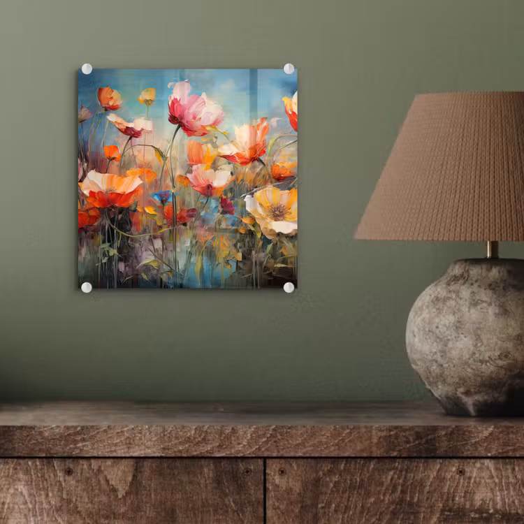 Bloemen - Watercolor - Kunst - Botanisch - Natuur plexiglas 5mm klein -sfeer3
