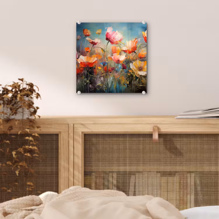 Bloemen - Watercolor - Kunst - Botanisch - Natuur plexiglas 5mm klein -sfeer4