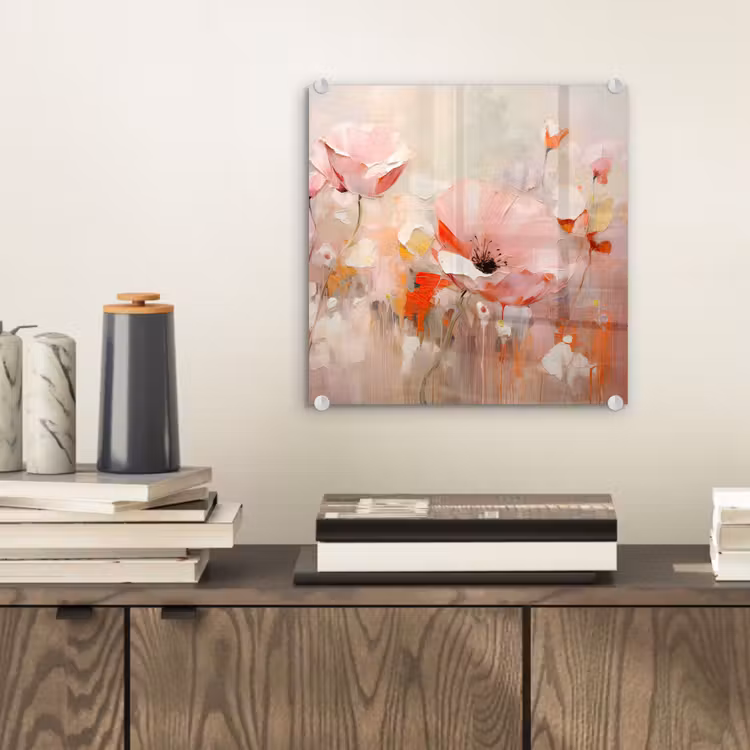 Bloemen - Watercolor - Roze - Abstract - Kunst plexiglas 5mm klein -sfeer1