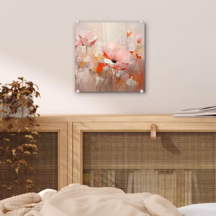 Bloemen - Watercolor - Roze - Abstract - Kunst plexiglas 5mm klein -sfeer4
