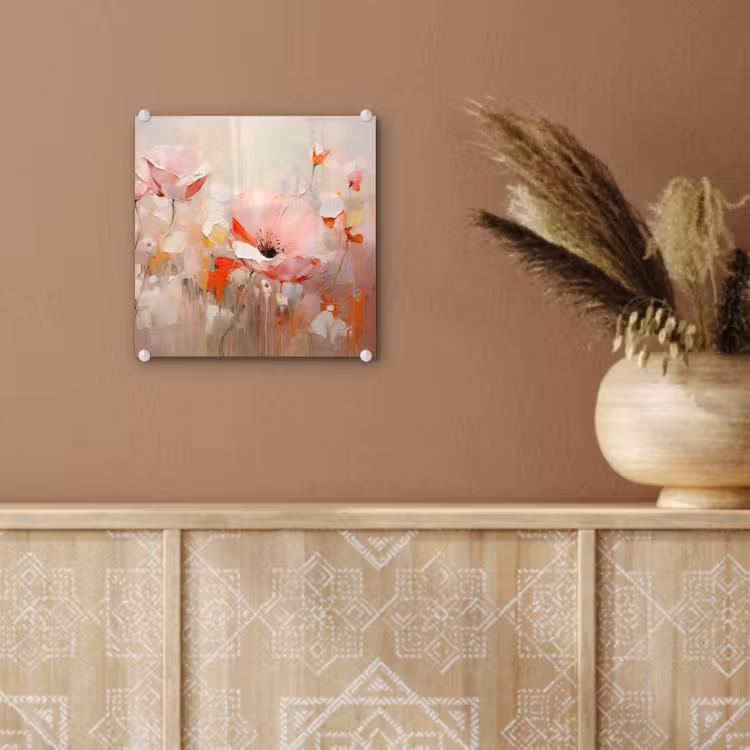 Bloemen - Watercolor - Roze - Abstract - Kunst plexiglas 5mm klein -sfeer5