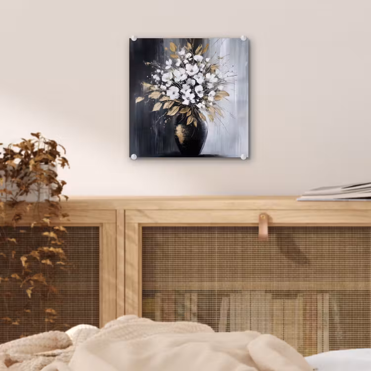 Bloemen - Wit - Vaas - Abstract plexiglas 5mm klein -sfeer4