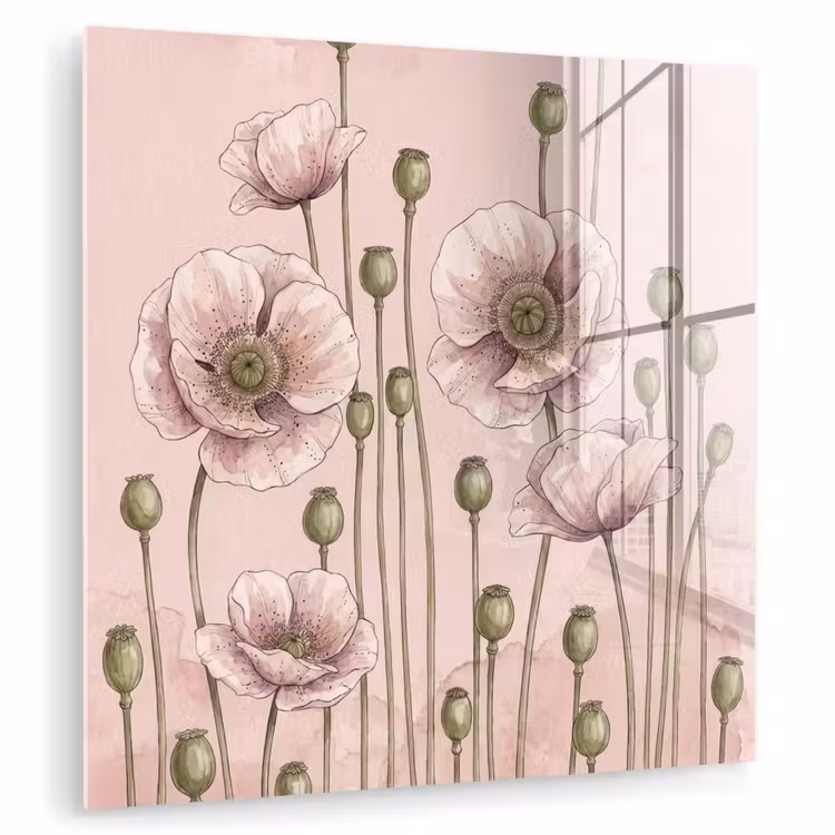 Bloemen - Zomer - Natuur - Aquarel - Roze plexiglas 5mm klein -zzzproduct_nieuw