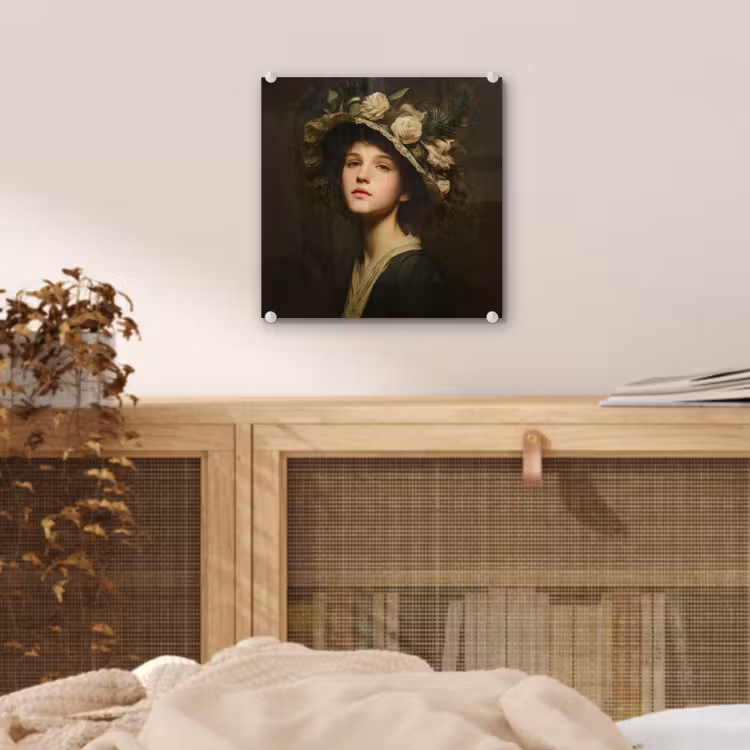 Bloemenhoed - Portret - Vrouw plexiglas 5mm klein -sfeer4