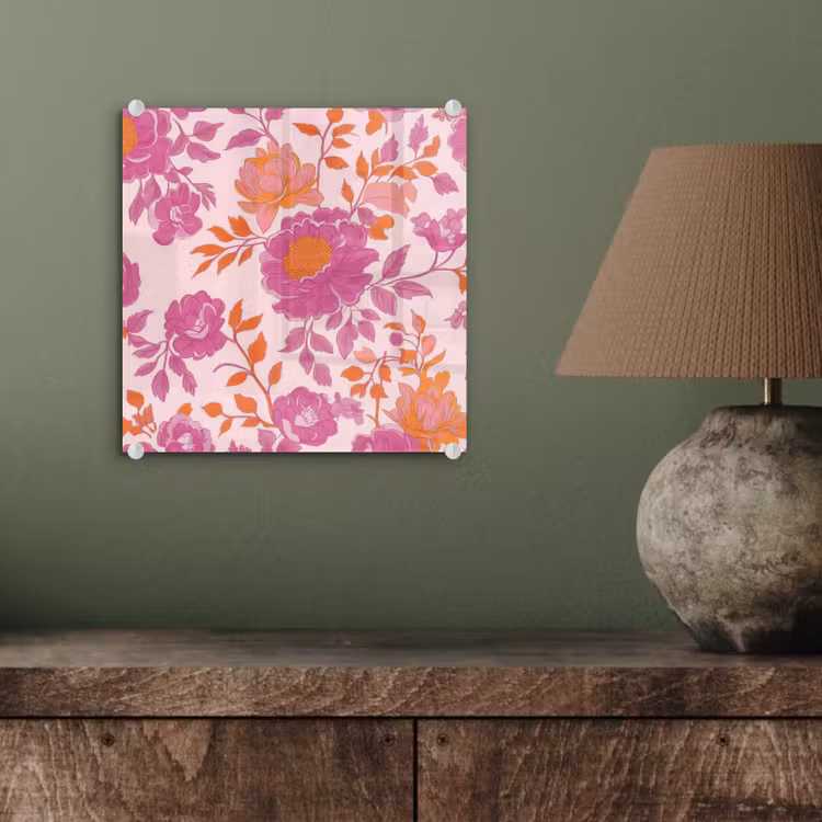 Bloemenpatroon - Roze - Oranje - Bloemen plexiglas 5mm klein -sfeer3