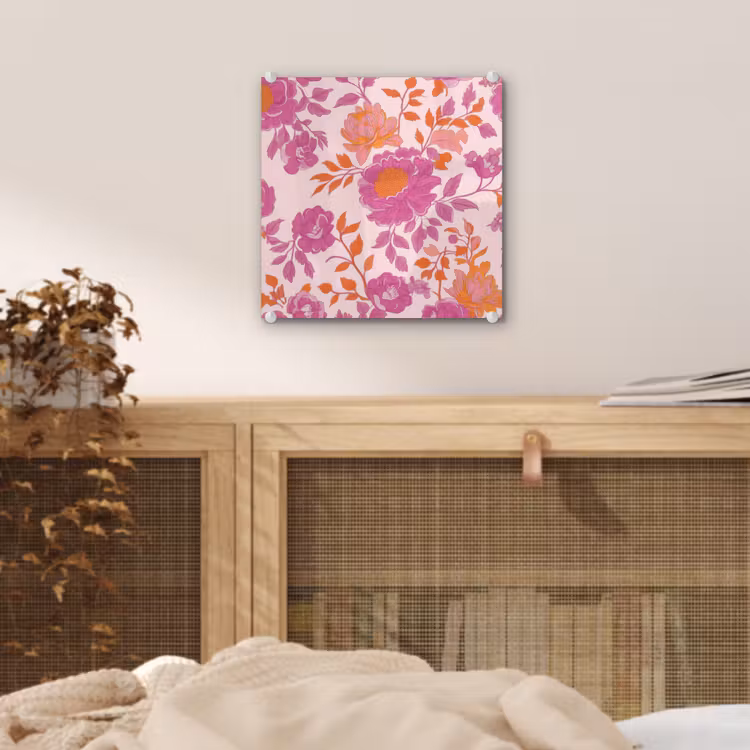 Bloemenpatroon - Roze - Oranje - Bloemen plexiglas 5mm klein -sfeer4