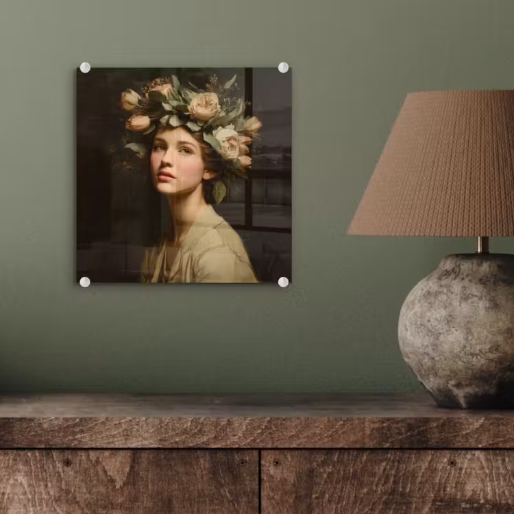 Bloemenstilte - Vrouw - Portret plexiglas 5mm klein -sfeer3