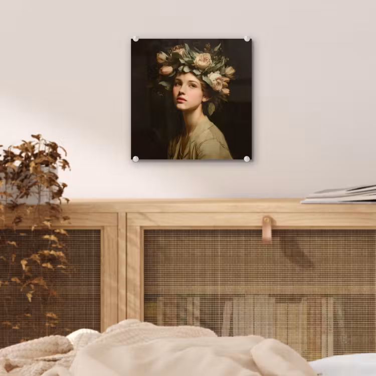 Bloemenstilte - Vrouw - Portret plexiglas 5mm klein -sfeer4