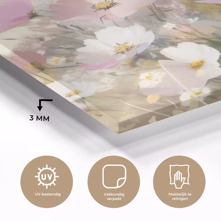 Bloemenveld - Lichte tinten - Geschilderd plexiglas 5mm klein -sfeer2