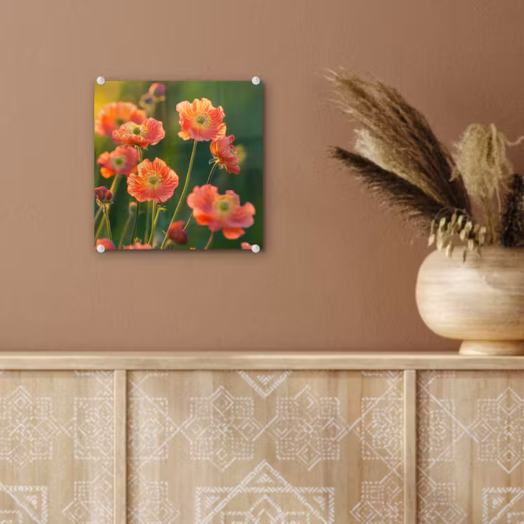 Bloemenveld - Zonnestralen - Oranje plexiglas 5mm klein -sfeer5