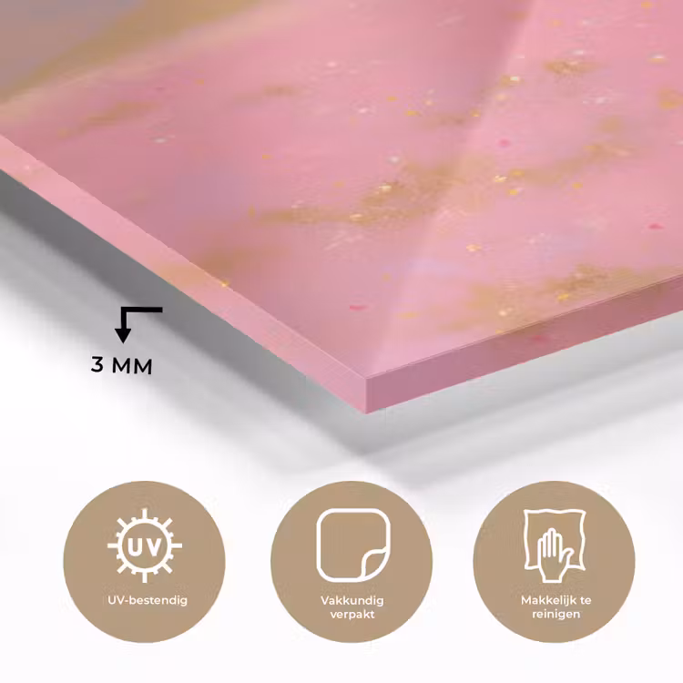 Bloemenweide - Heuvels - Silhouet - Roze plexiglas 5mm klein -sfeer2