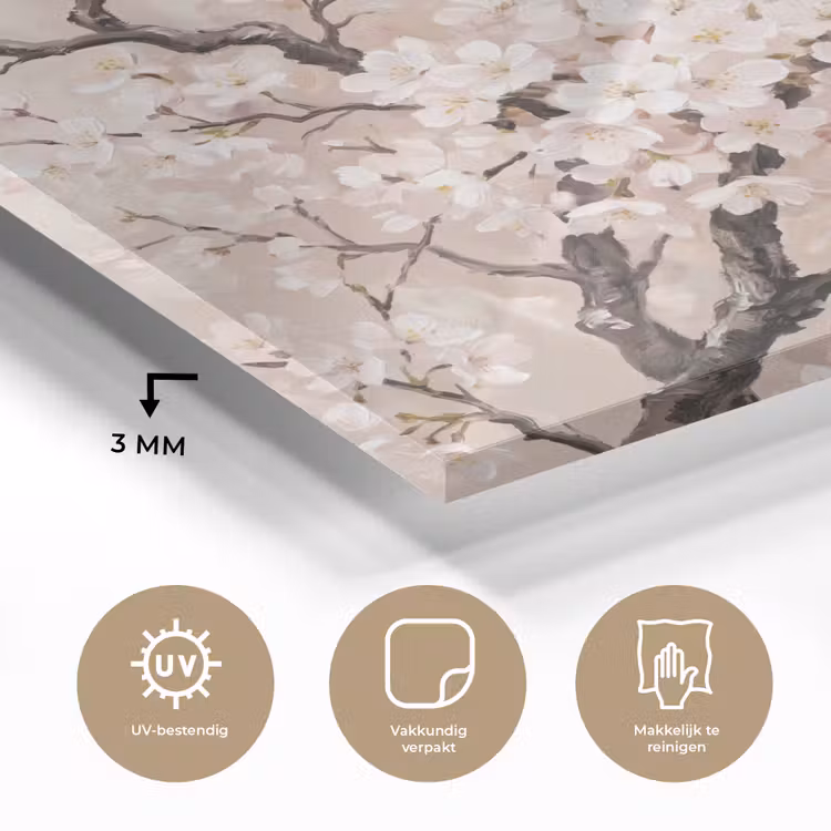 Bloesem - Illustratie - Taupe plexiglas 5mm klein -sfeer2