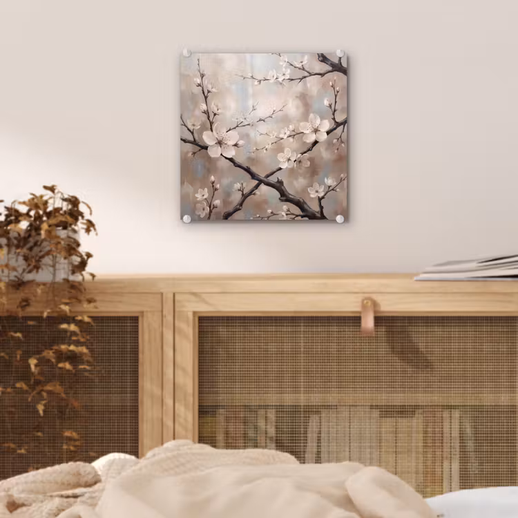 Bloesem - Takken - Schilderij - Beige - Serene plexiglas 5mm klein -sfeer4