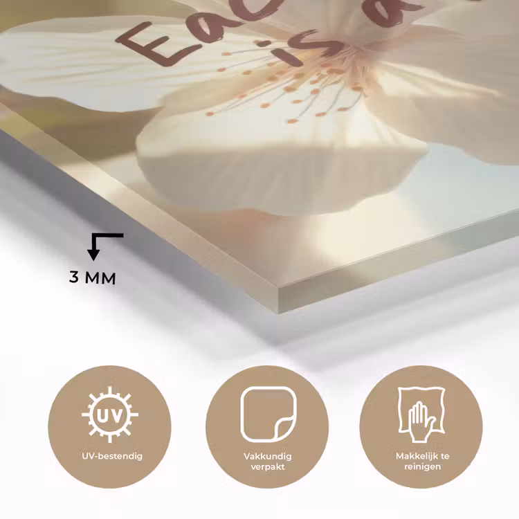 Bloesems - Zonlicht - Quote - Wit plexiglas 5mm klein -sfeer2