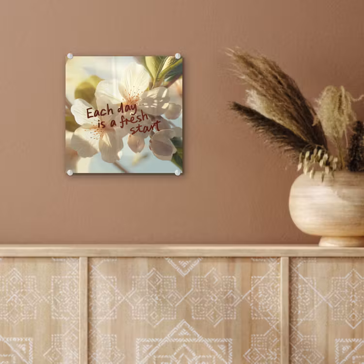 Bloesems - Zonlicht - Quote - Wit plexiglas 5mm klein -sfeer5
