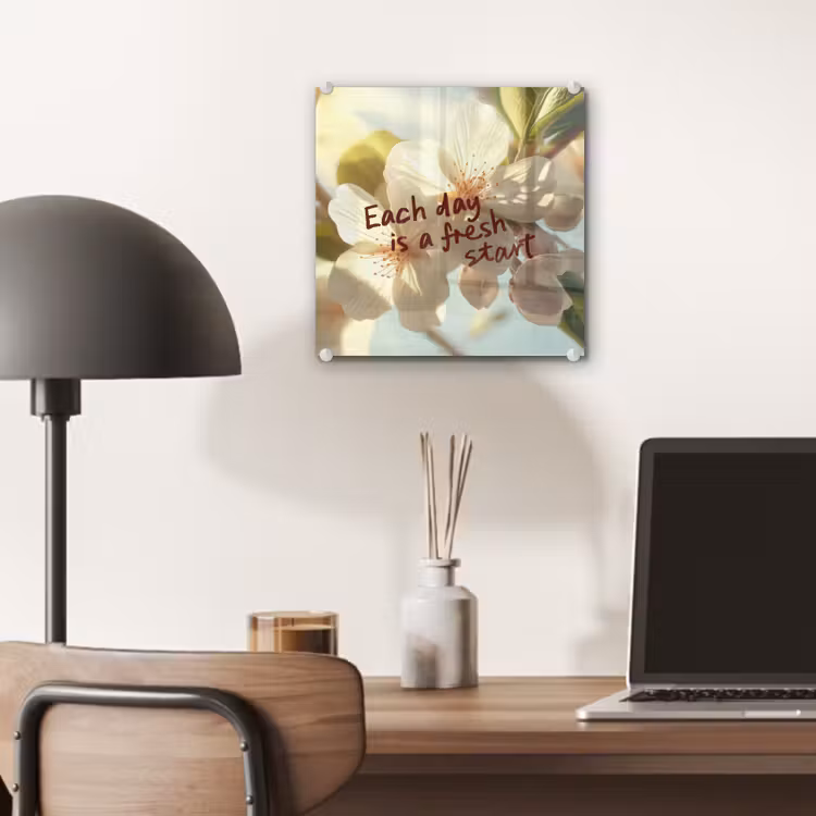 Bloesems - Zonlicht - Quote - Wit plexiglas 5mm klein -sfeer6