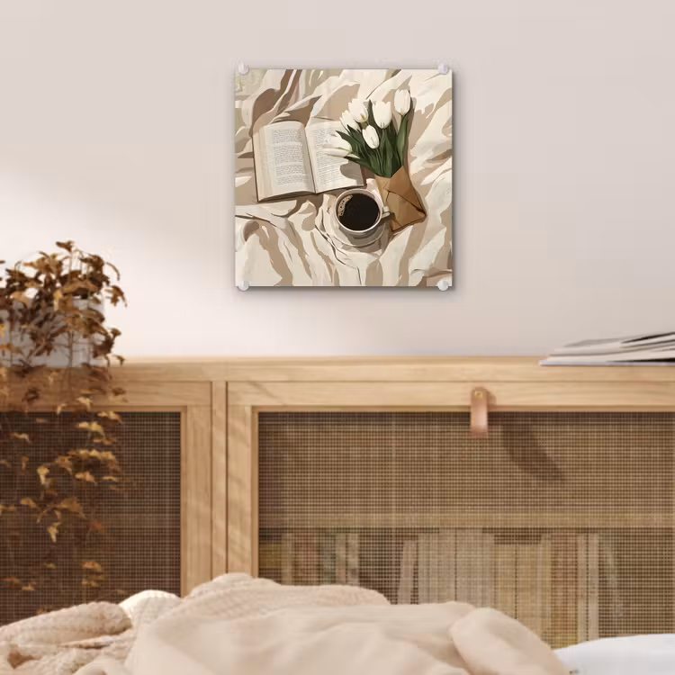 Boek - Illustratie - Tulpen - Koffie plexiglas 5mm klein -sfeer4