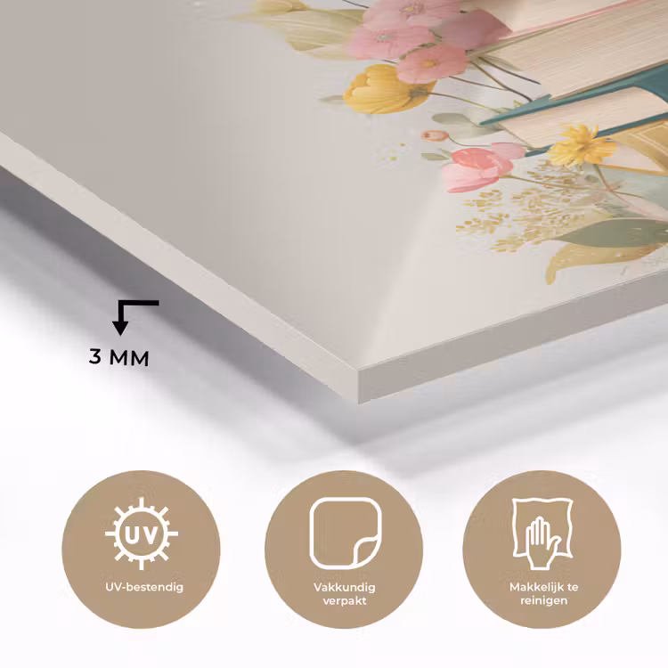 Boeken - Stapel - Bloemen - Kleurrijk plexiglas 5mm klein -sfeer2