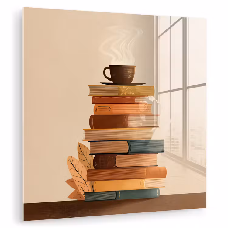 Boeken - Toren - Koffie - Beige plexiglas 5mm klein -zzzproduct_nieuw