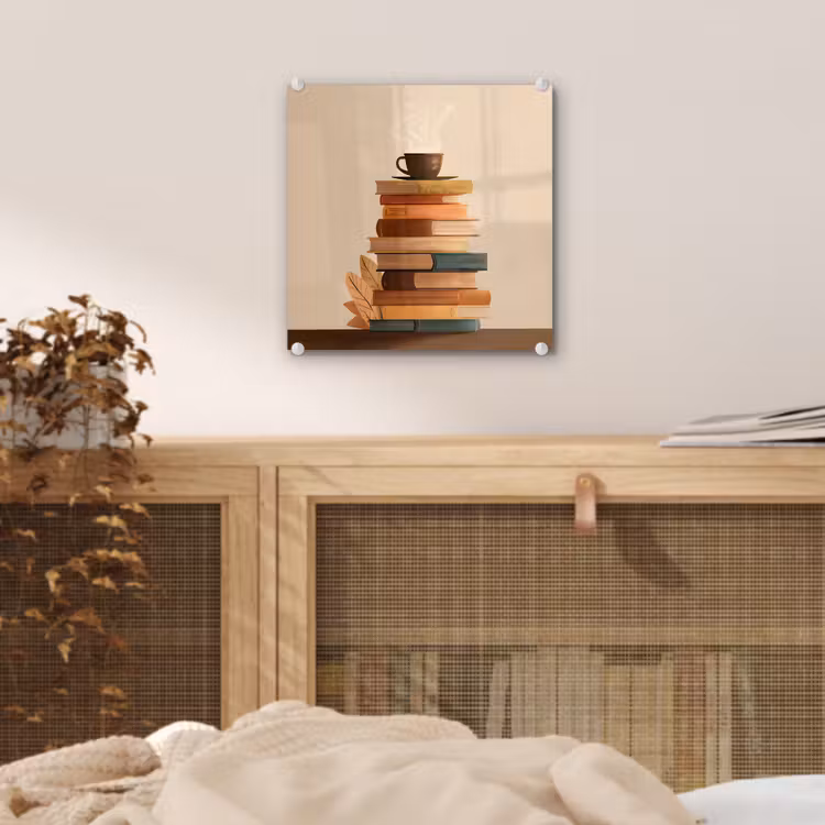 Boeken - Toren - Koffie - Beige plexiglas 5mm klein -sfeer4