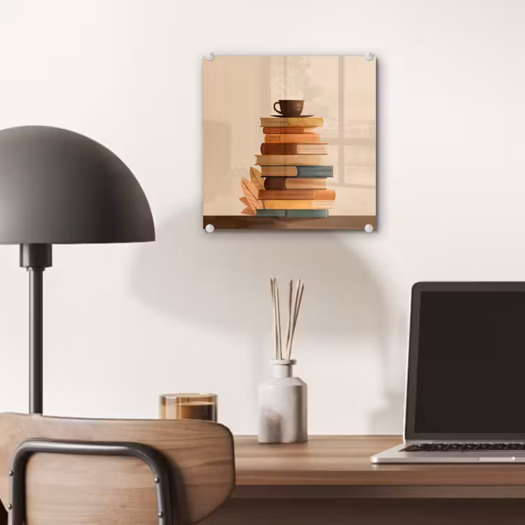 Boeken - Toren - Koffie - Beige plexiglas 5mm klein -sfeer6