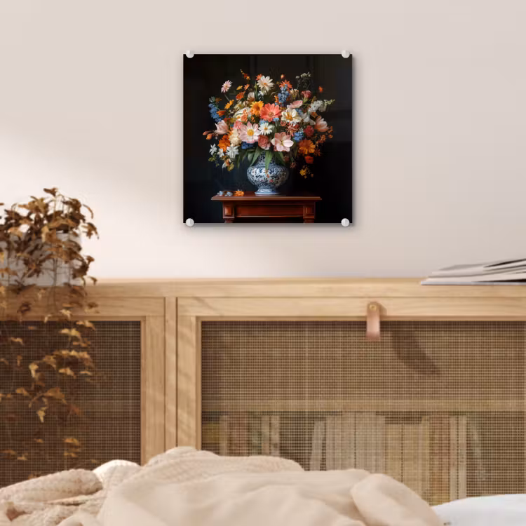 Boeket - Roze - Bloemen - Vaas plexiglas 5mm klein -sfeer4