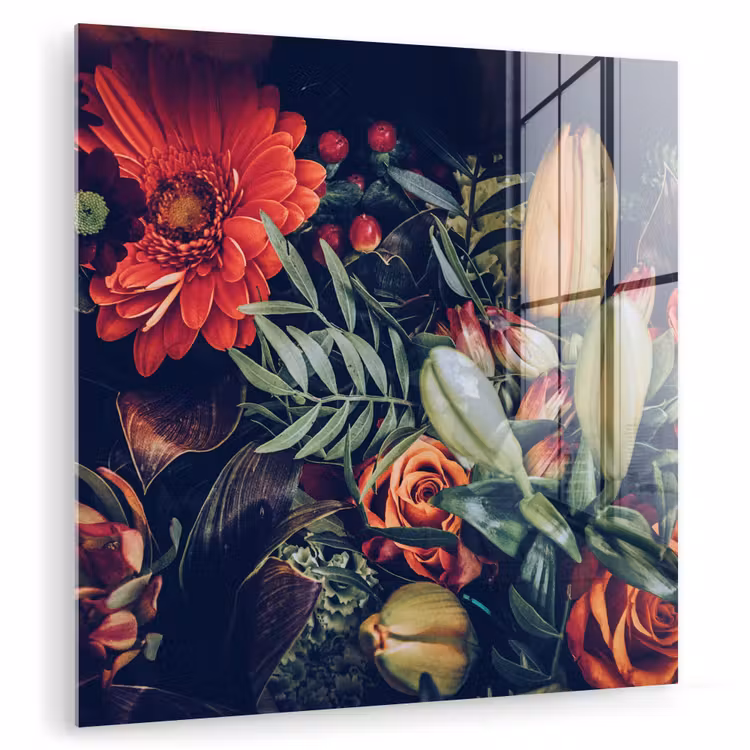 Boeket - Stilleven - Bloemen - Planten - Rood plexiglas 5mm klein -zzzproduct_nieuw