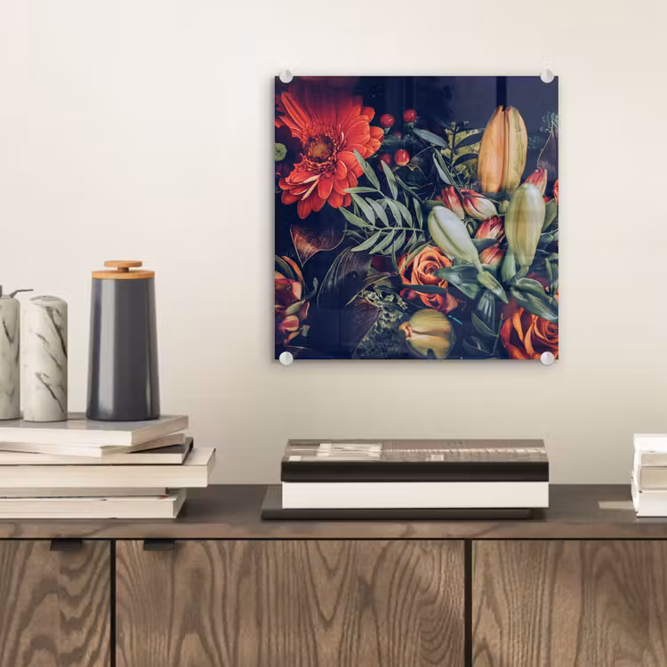 Boeket - Stilleven - Bloemen - Planten - Rood plexiglas 5mm klein -sfeer1
