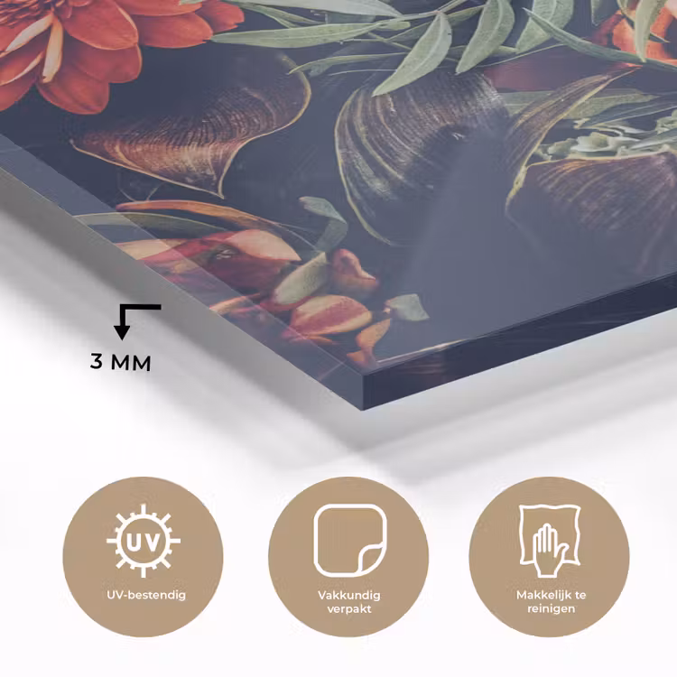 Boeket - Stilleven - Bloemen - Planten - Rood plexiglas 5mm klein -sfeer2