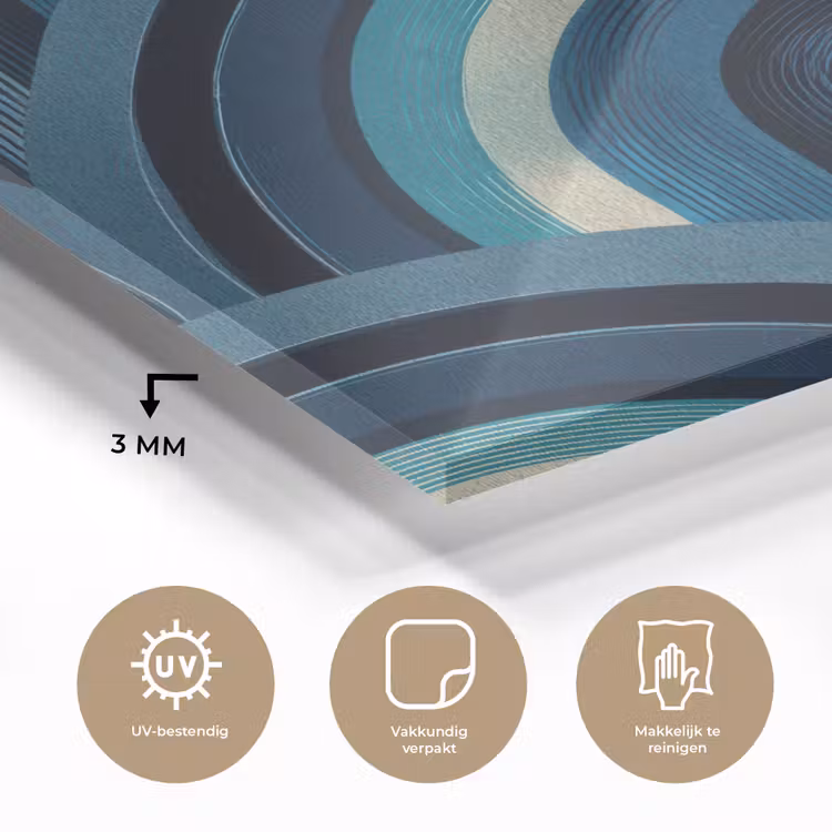 Bogen - Geometrisch - Patroon - Blauw - Retro plexiglas 5mm klein 11 -sfeer2