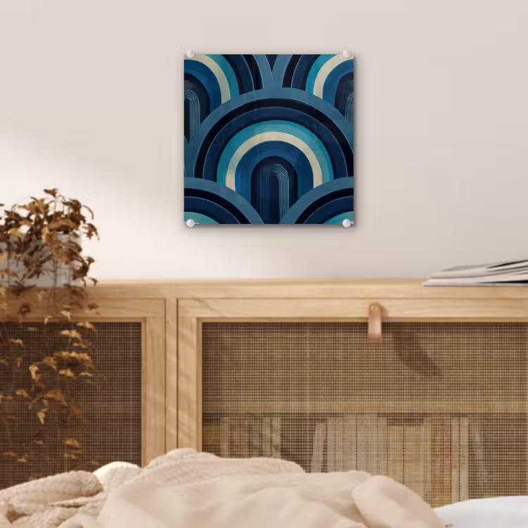 Bogen - Geometrisch - Patroon - Blauw - Retro plexiglas 5mm klein 11 -sfeer4