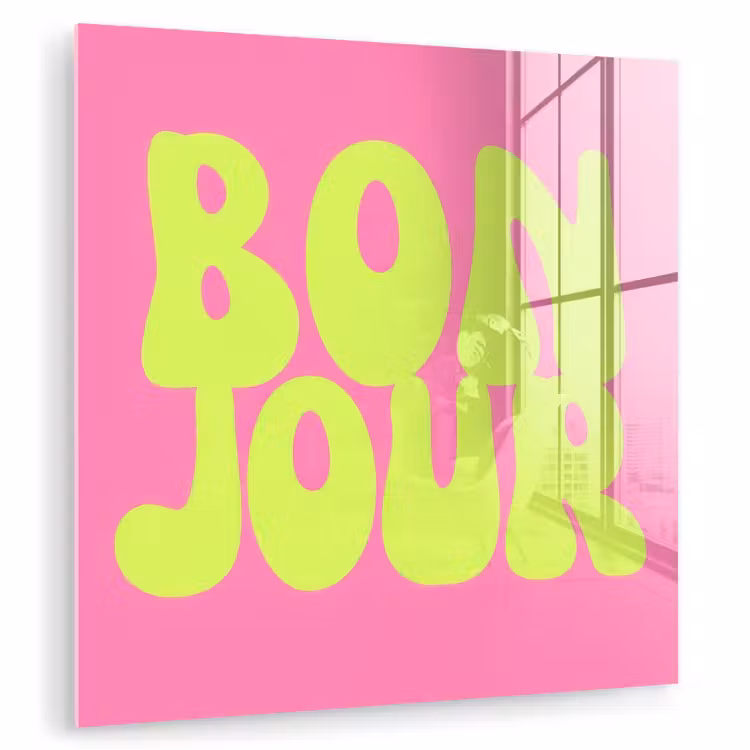 Bonjour - Roze - Fel groen plexiglas 5mm klein -zzzproduct_nieuw