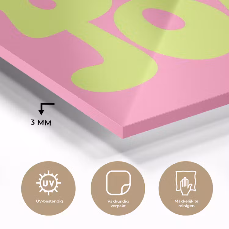 Bonjour - Roze - Fel groen plexiglas 5mm klein -sfeer2