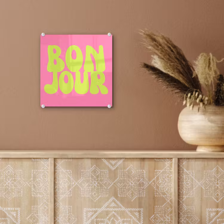 Bonjour - Roze - Fel groen plexiglas 5mm klein -sfeer5