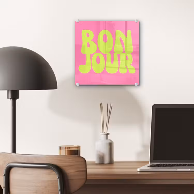 Bonjour - Roze - Fel groen plexiglas 5mm klein -sfeer6