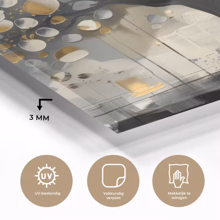 Boom - Abstract - Beige - Goud - Zwart plexiglas 5mm klein -sfeer2