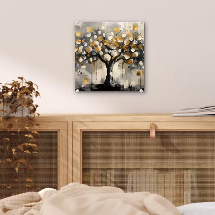 Boom - Abstract - Beige - Goud - Zwart plexiglas 5mm klein -sfeer4