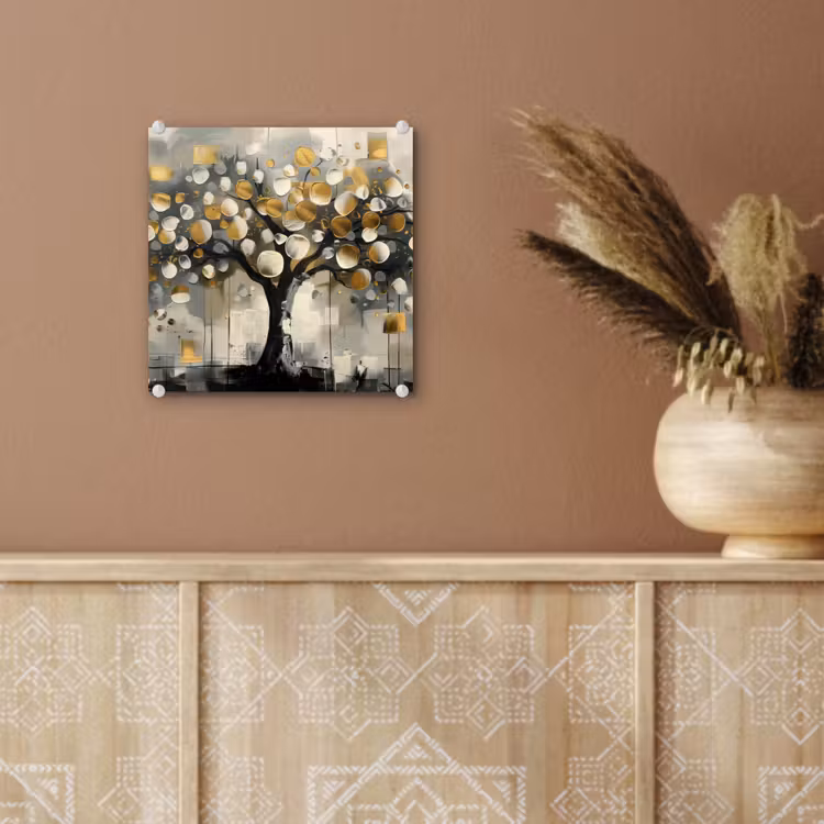 Boom - Abstract - Beige - Goud - Zwart plexiglas 5mm klein -sfeer5