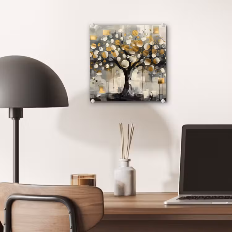Boom - Abstract - Beige - Goud - Zwart plexiglas 5mm klein -sfeer6