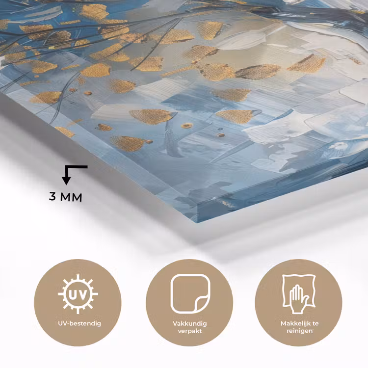 Boom - Blauw - Goud - Abstract plexiglas 5mm klein -sfeer2