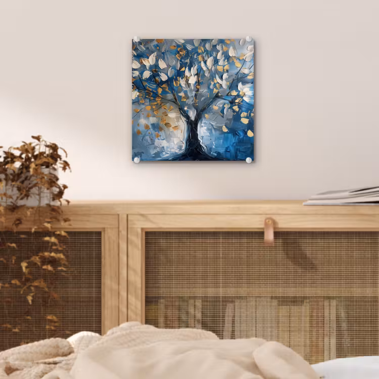 Boom - Blauw - Goud - Abstract plexiglas 5mm klein -sfeer4