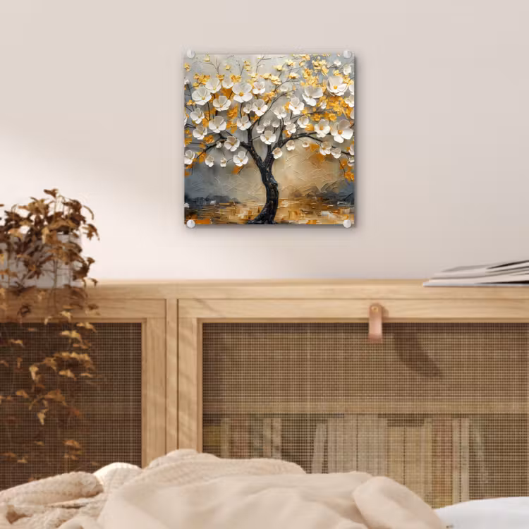 Boom - Bloemen - Goud - Beige plexiglas 5mm klein -sfeer4