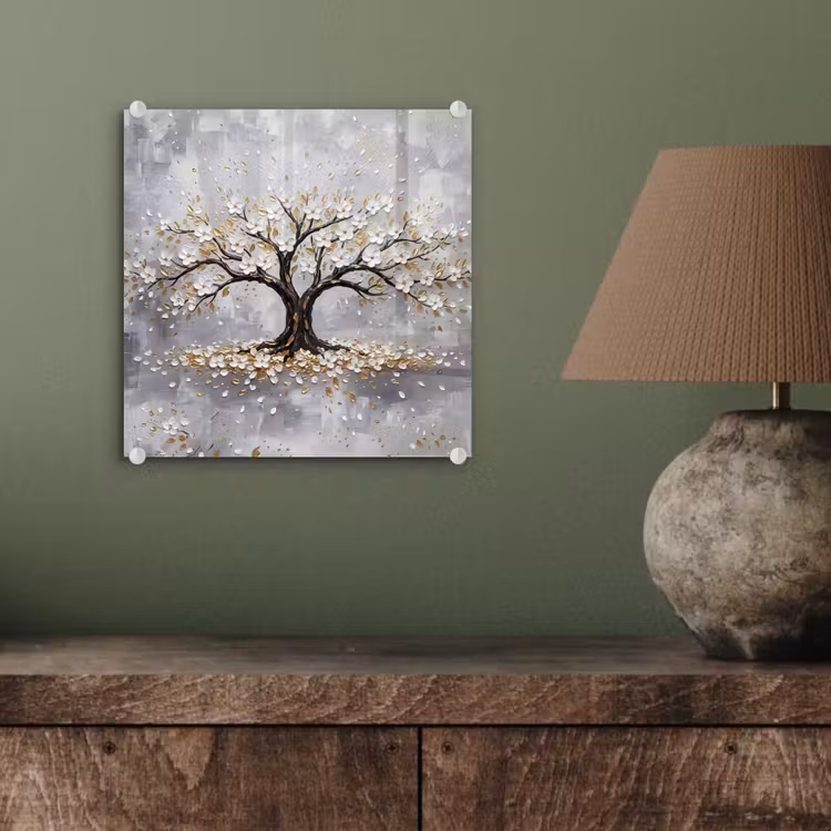 Boom - Bloemen - Natuur - Abstract - Wit plexiglas 5mm klein -sfeer3