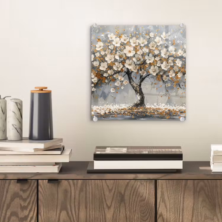 Boom - Bloemen - Wit - Natuur - Kunst plexiglas 5mm klein -sfeer1