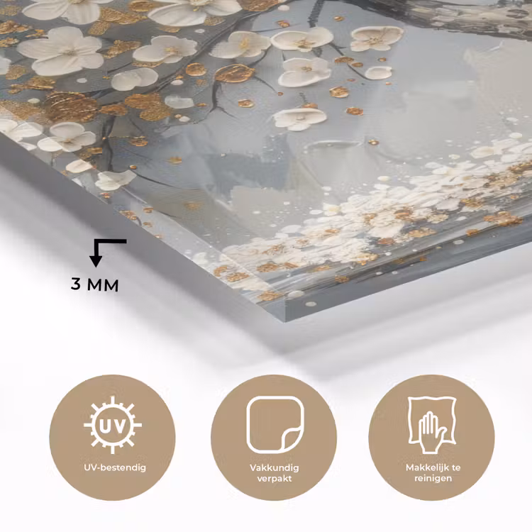 Boom - Bloemen - Wit - Natuur - Kunst plexiglas 5mm klein -sfeer2