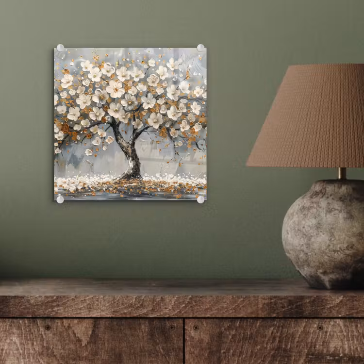 Boom - Bloemen - Wit - Natuur - Kunst plexiglas 5mm klein -sfeer3