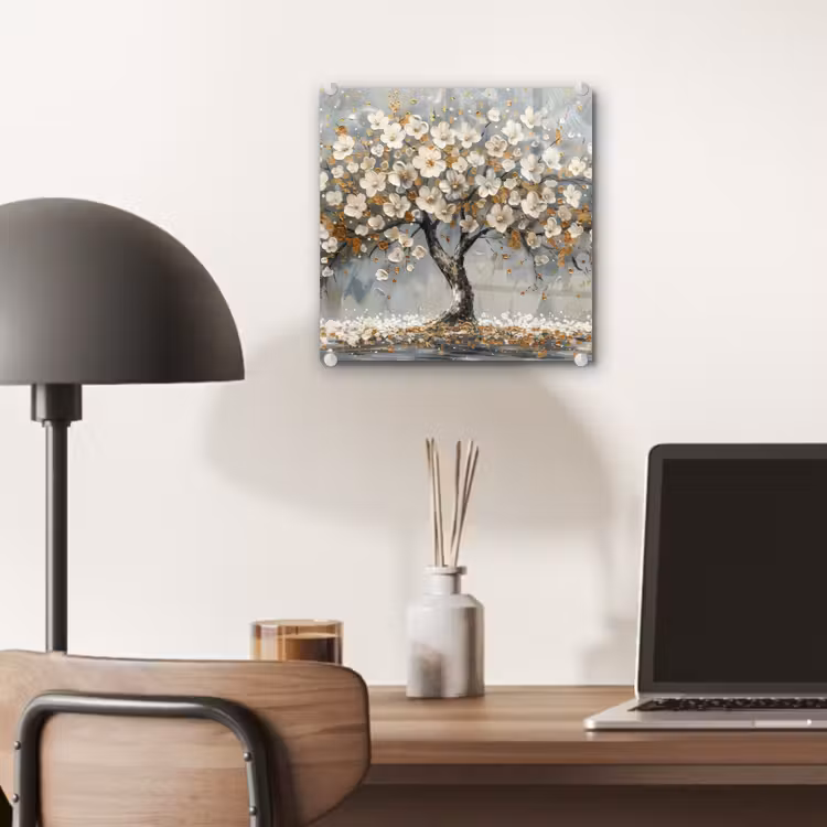 Boom - Bloemen - Wit - Natuur - Kunst plexiglas 5mm klein -sfeer6