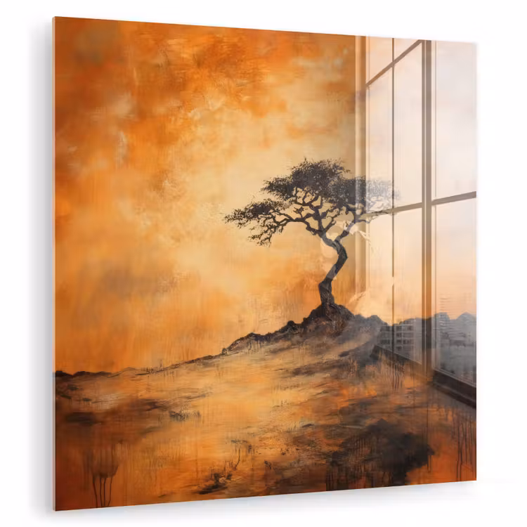 Boom - Landschap - Oranje plexiglas 5mm klein -zzzproduct_nieuw