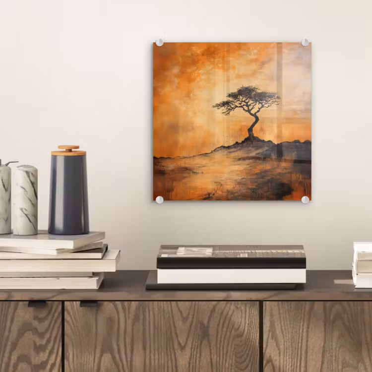 Boom - Landschap - Oranje plexiglas 5mm klein -sfeer1