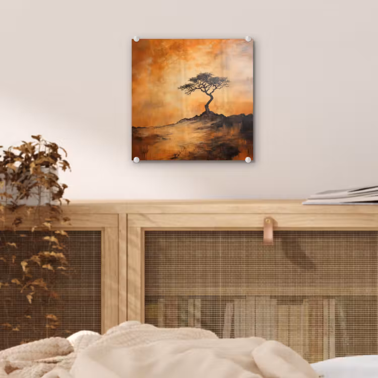 Boom - Landschap - Oranje plexiglas 5mm klein -sfeer4